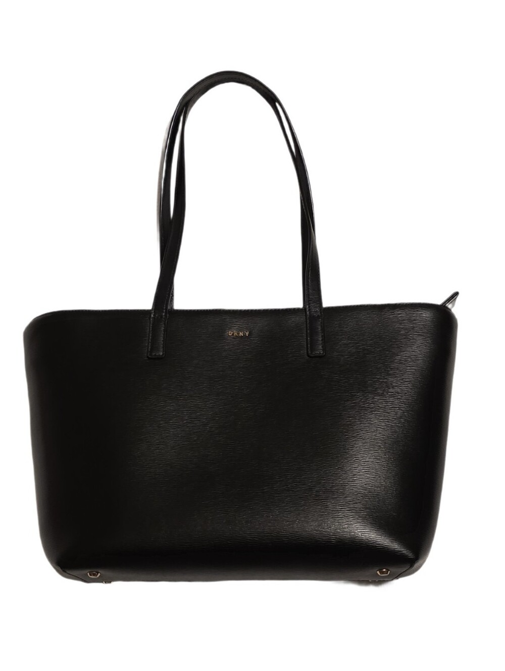 DKNY Bryant Saffiano Cow Leather Medium Tote Bag Black Gold Hardware EUC - Picture 5 of 17